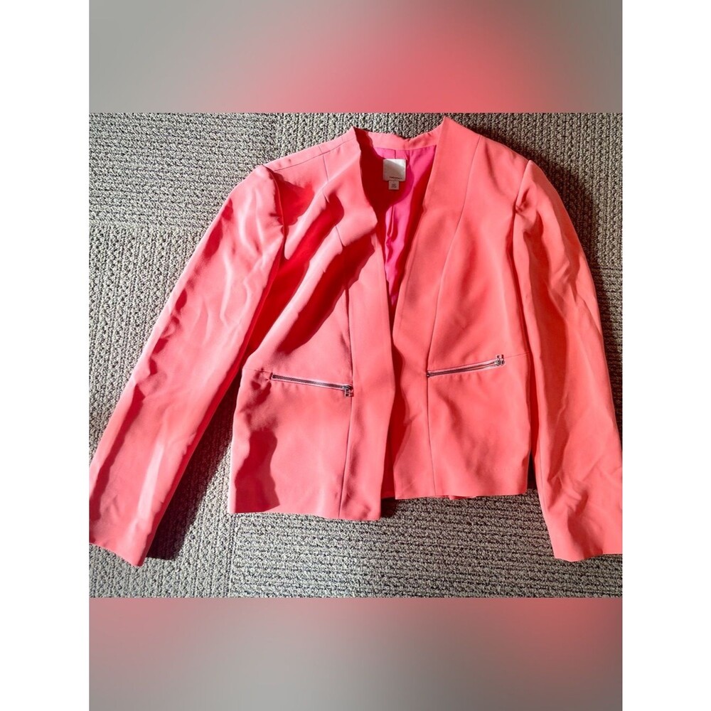 Halogen Coral Open-Front Blazer with Zip Pockets